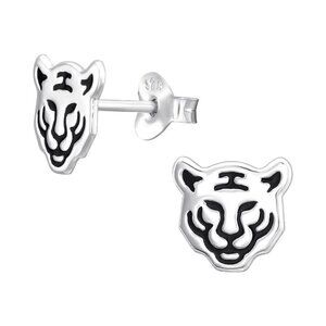 Sterling Silver Tiger Stud Earrings